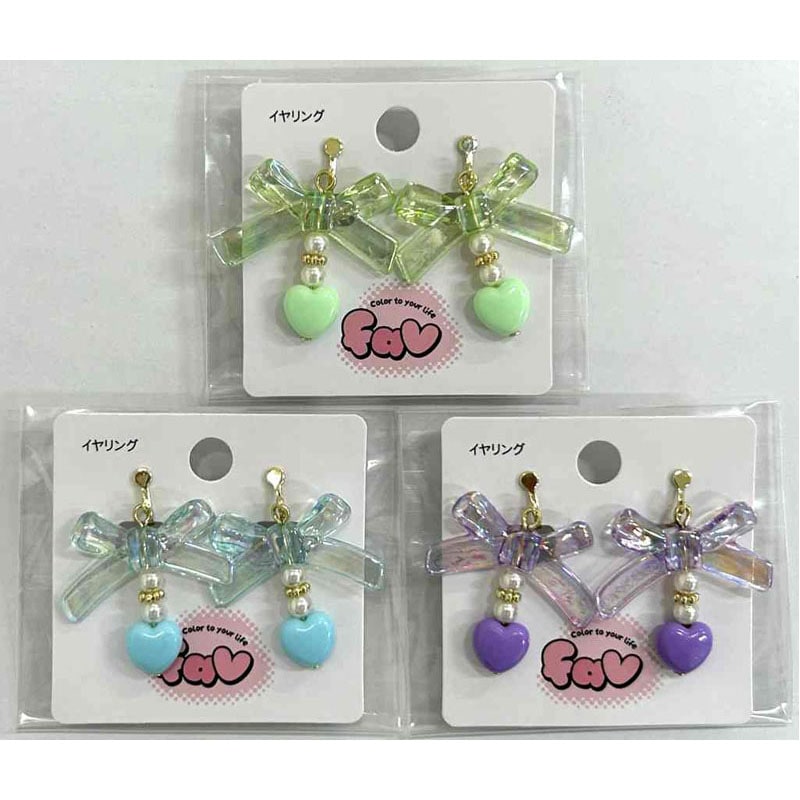 fav リボンビーズイヤリング CC