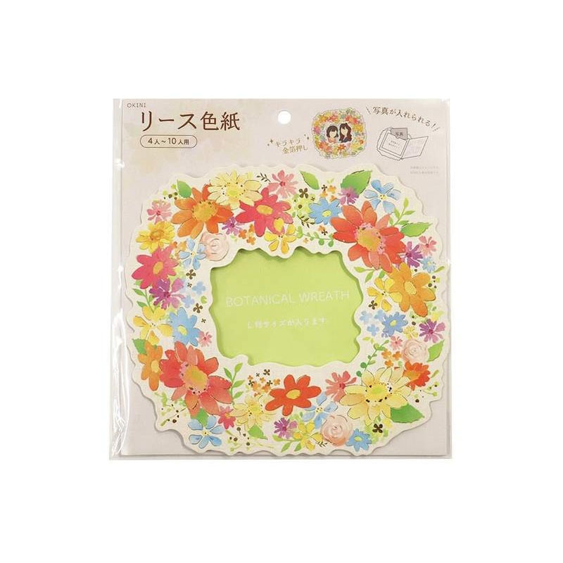 色紙　箔押し　ボタニカルリース