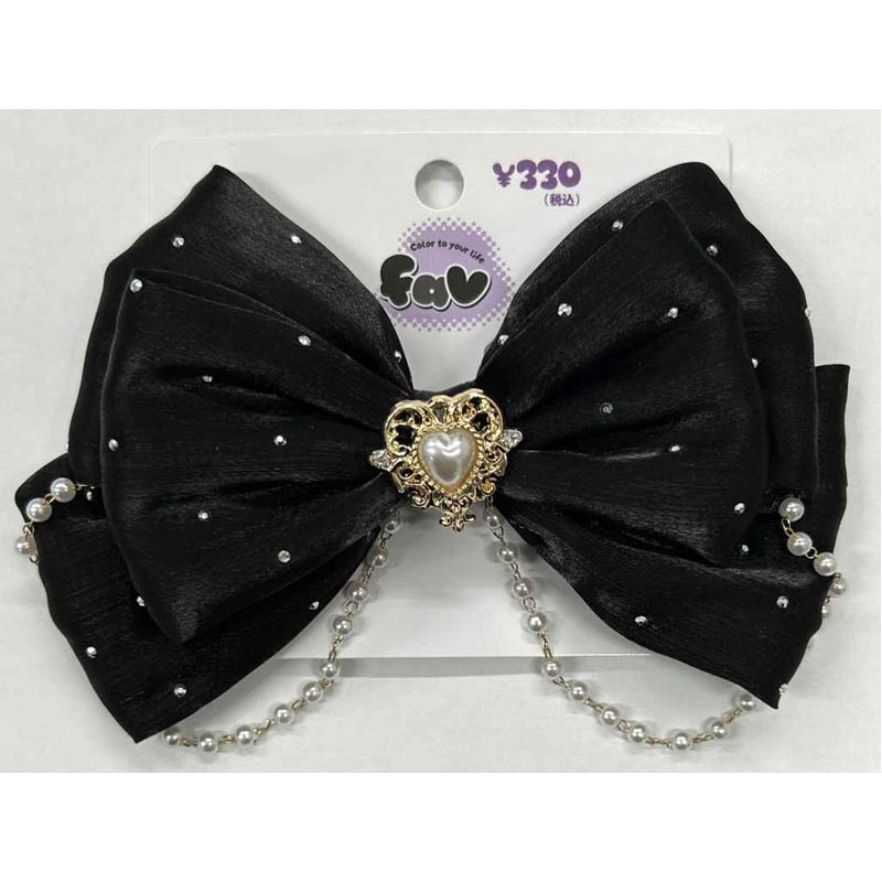 fav チェーン付リボンクリップ 黒