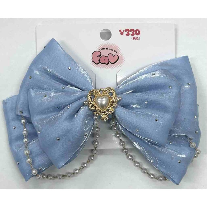 fav チェーン付リボンクリップ 青