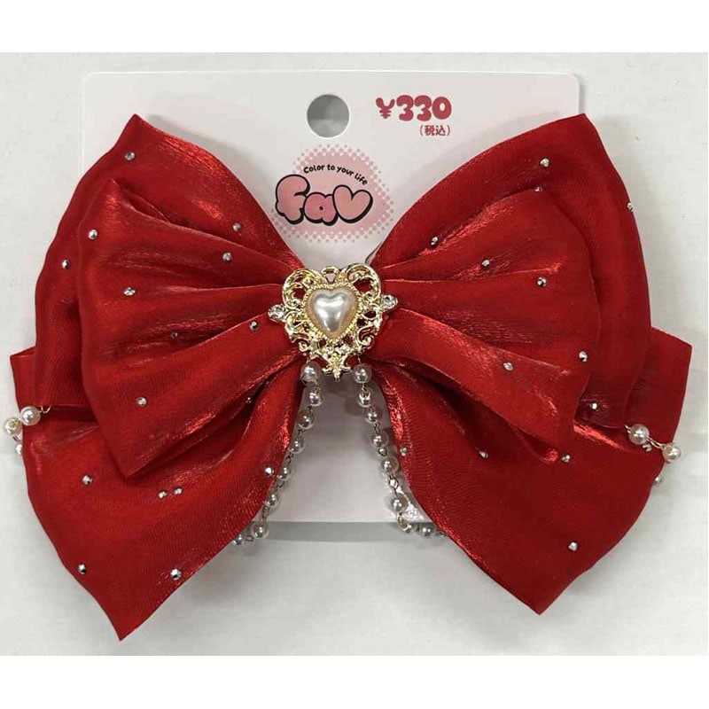 fav チェーン付リボンクリップ 赤