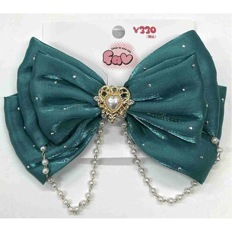 fav チェーン付リボンクリップ 緑