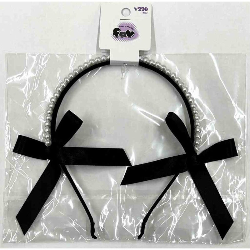 ｆａｖ　リボンパールカチューシャ　黒