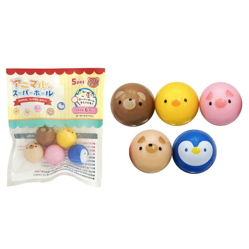 スーパーボール２．３ｃｍ　アニマル　５Ｐ