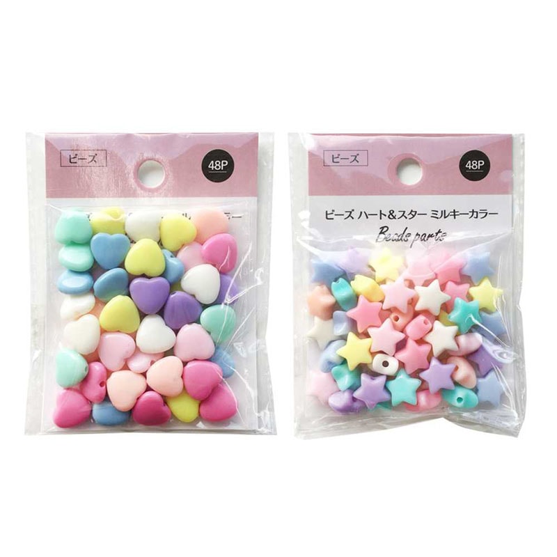 ビーズ　ハート＆スター　ミルキーカラー　４８Ｐ