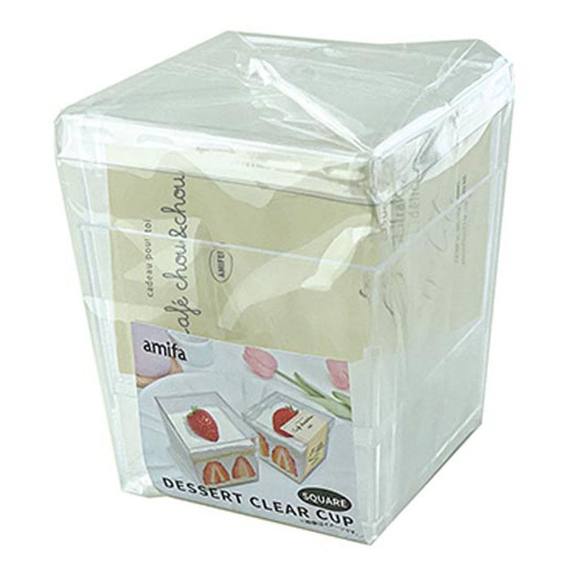 デザートクリアカップフタ付　２Ｐ　キューブ