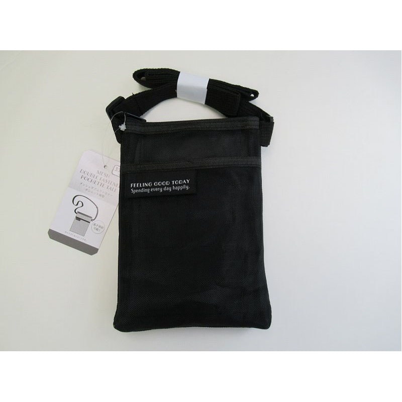 ダブルファスナーポシェット 縦 BK