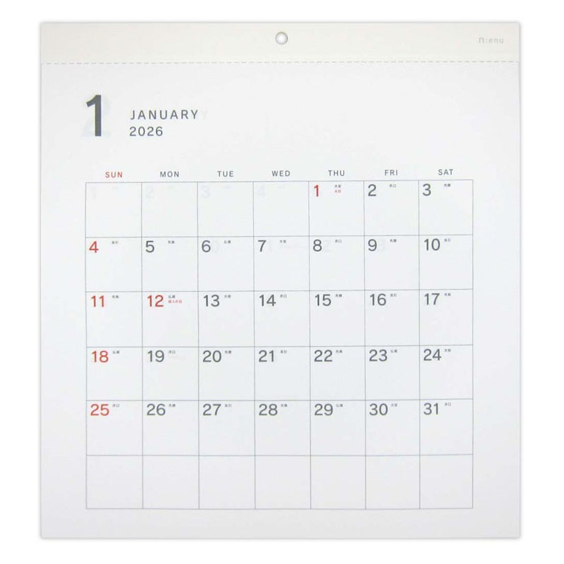 26壁掛けカレンダー 正方形エヌ
