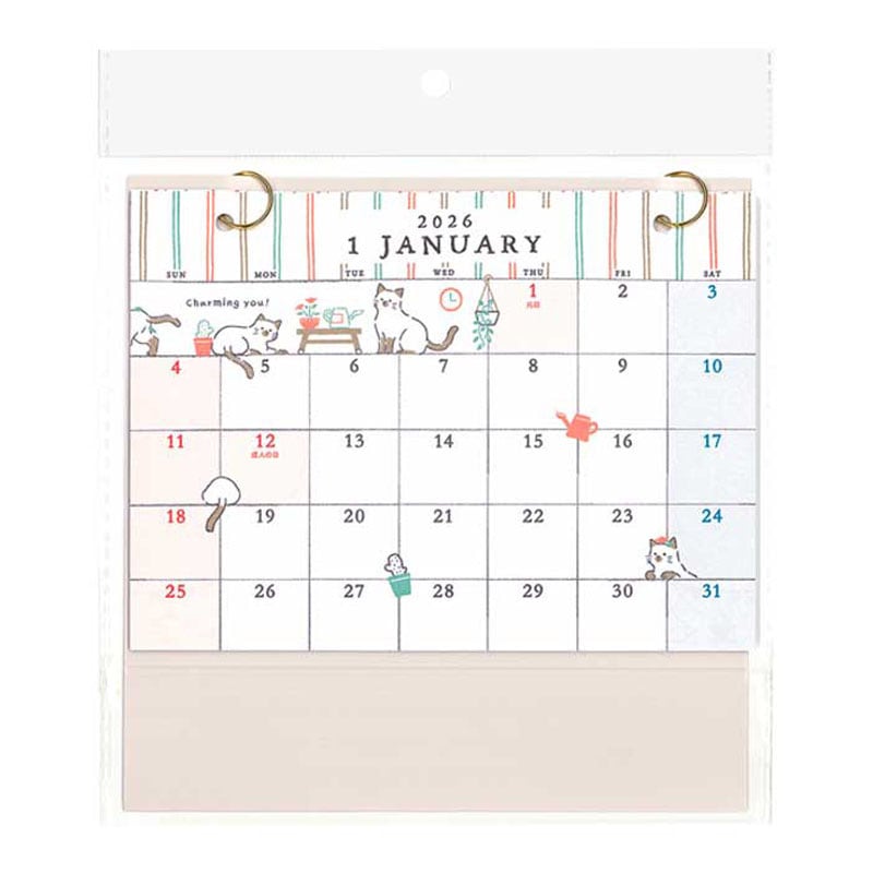 26カレンダー 卓上 アニマルイラスト
