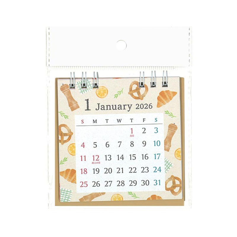 26カレンダー 卓上ミニ ナチュラル