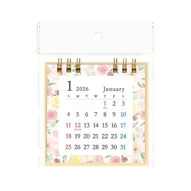 26カレンダー 卓上ミニ 花柄