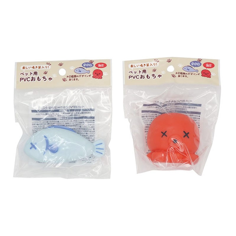 ペット用ＰＶＣおもちゃ　さかな・たこ