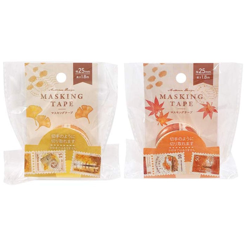 キャンドゥ マスキングテープ イチョウモミジ柄 マスキングテープ切手仕様 イチョウモミジ【公式】≪1個からお