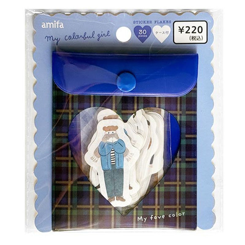 フレークシール30P ケース付 ガール青