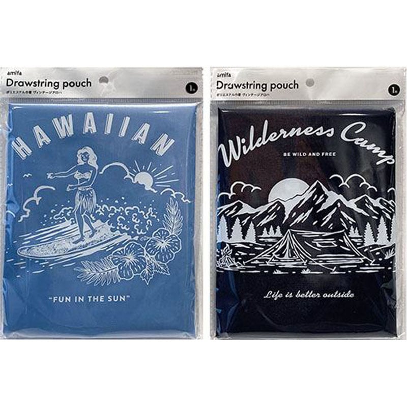 ポリエステル巾着Ｌ　ヴィンテージアロハ