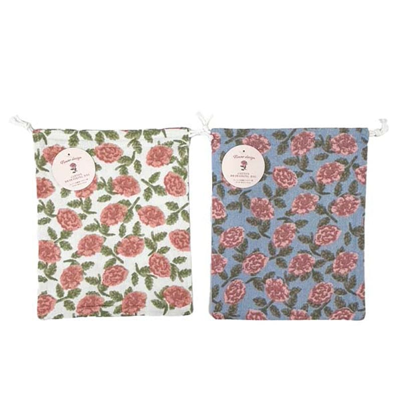 コットン巾着袋　フラワー柄
