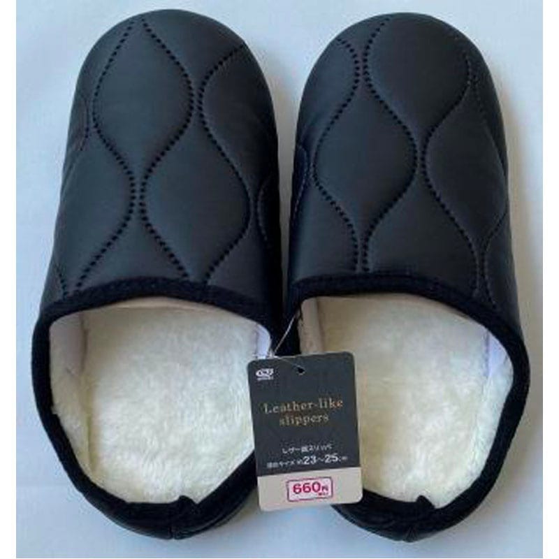 レザー調スリッパ BK