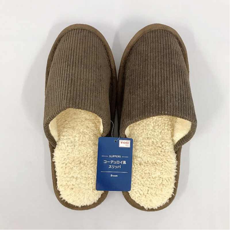 コーデュロイ風スリッパ BR