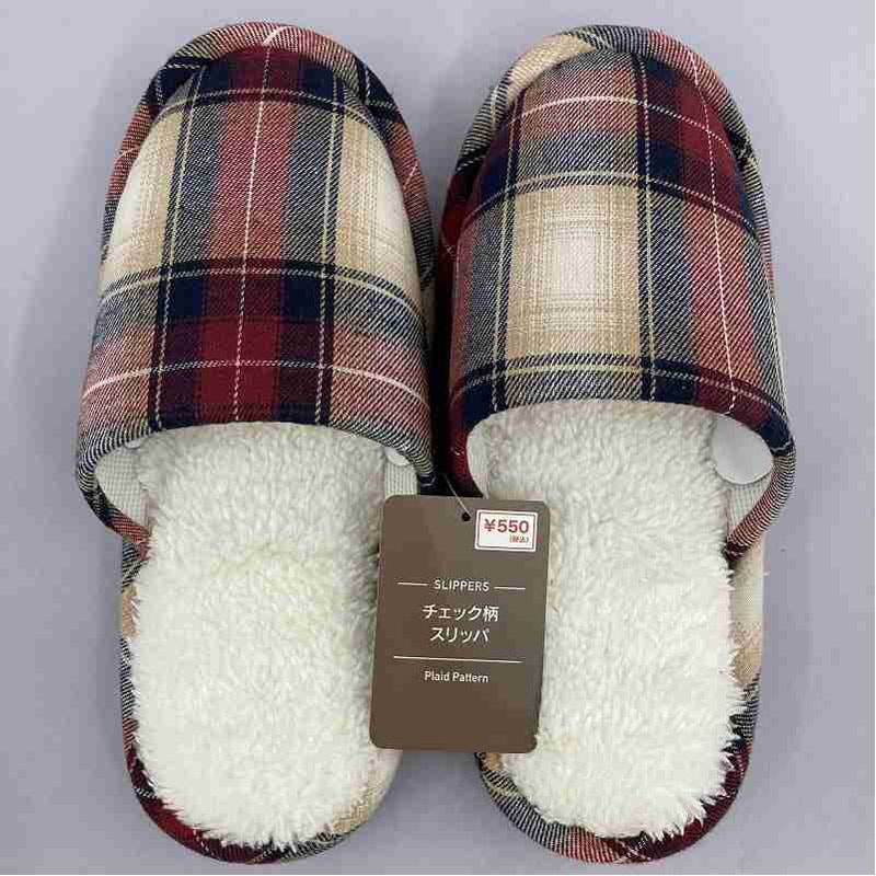 チェック柄スリッパ RD