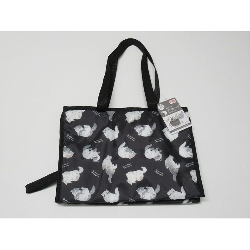 自立する買い物バッグ横長　ネコ　ＢＫ
