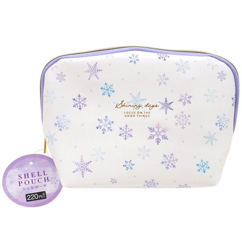 シェル形ポーチ　雪の結晶柄