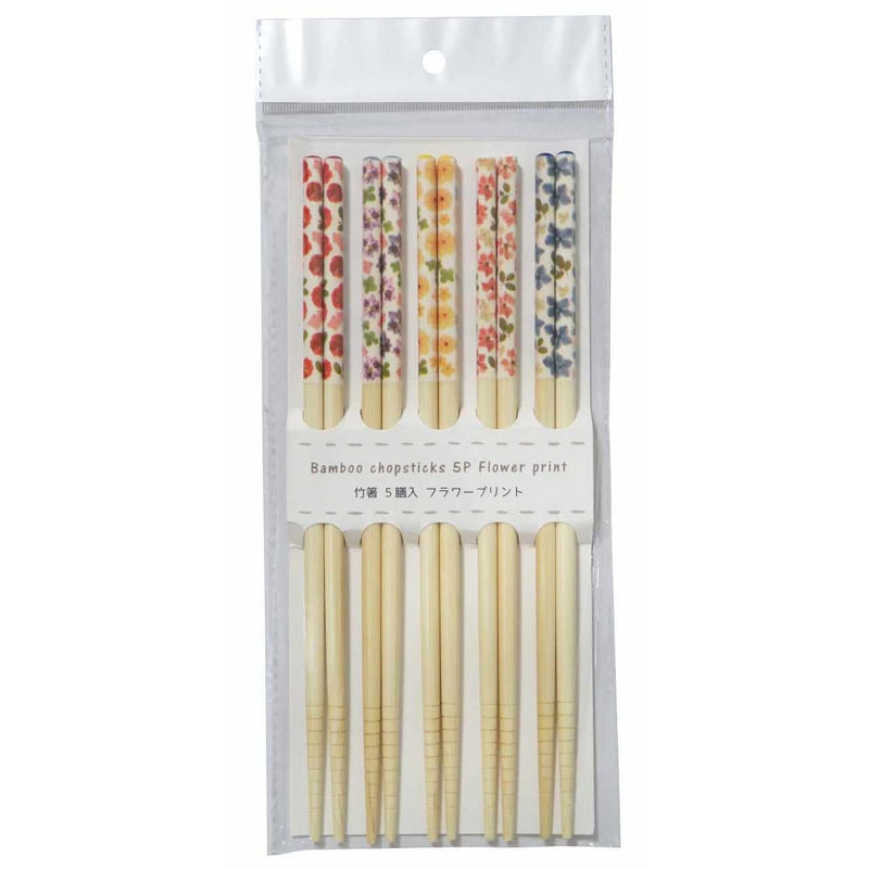 竹箸　５Ｐ　フラワープリント