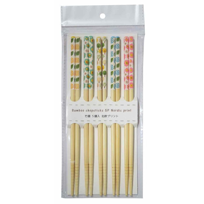 竹箸　５Ｐ　北欧プリント