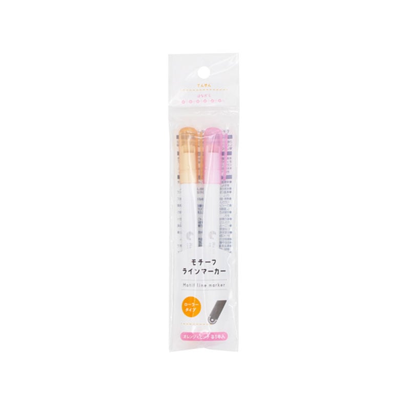 モチーフラインマーカー 2P 橙・桃