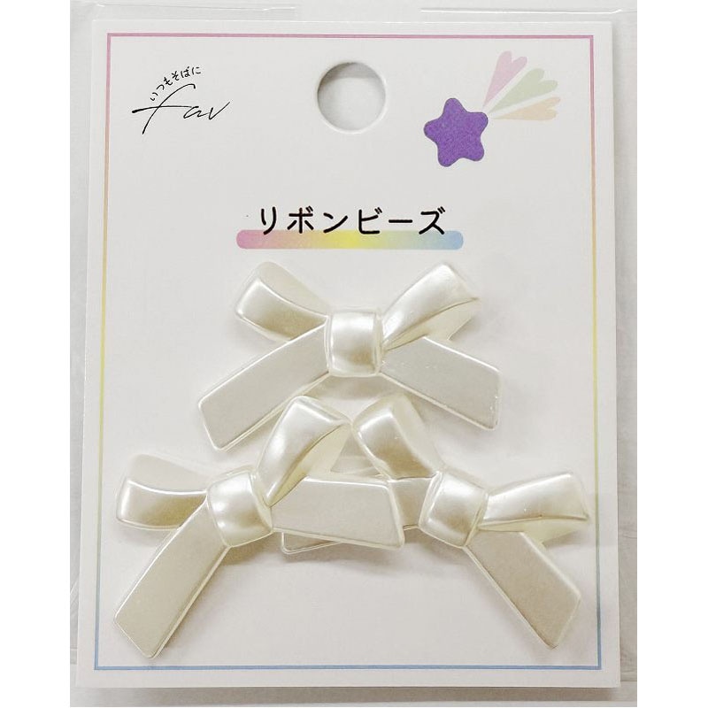 オーロラホワイトリボンビーズ 3P