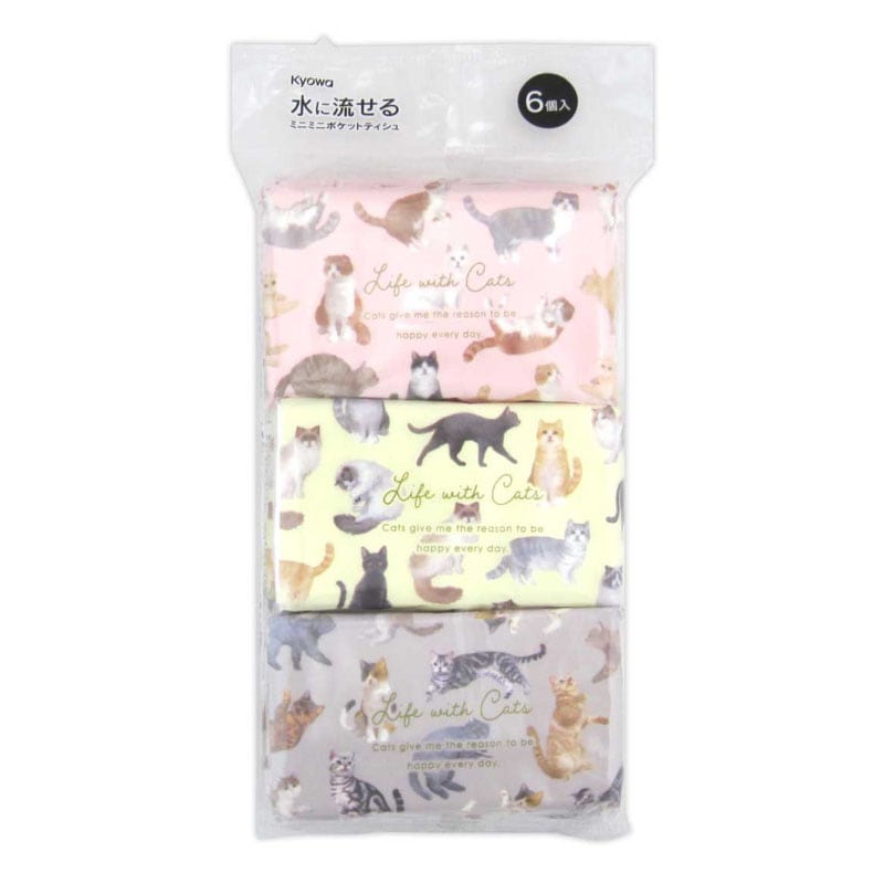 ミニミニポケットティッシュ　ねこ柄　６Ｐ