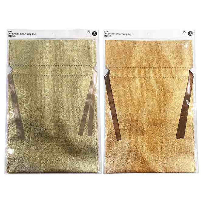 不織布巾着バッグ　Ｌ　ゴールド・コッパー