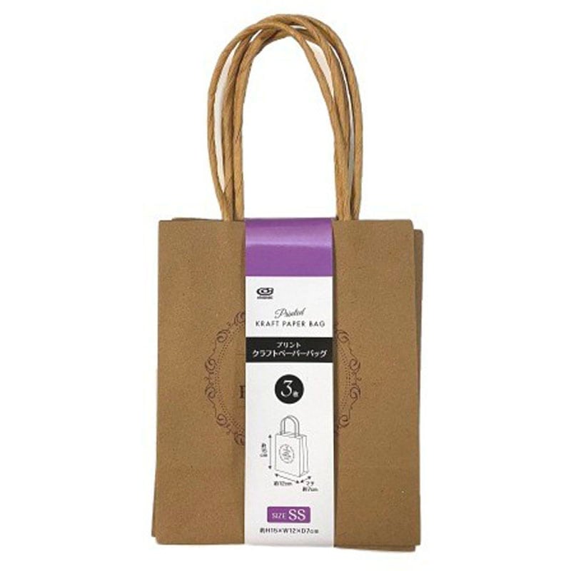 クラフトバッグ　プリント　ＳＳ　３枚