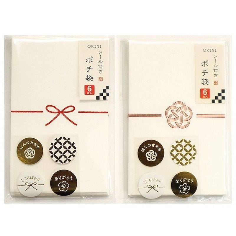 ポチ袋　５型　シール付き　６Ｐ　水引