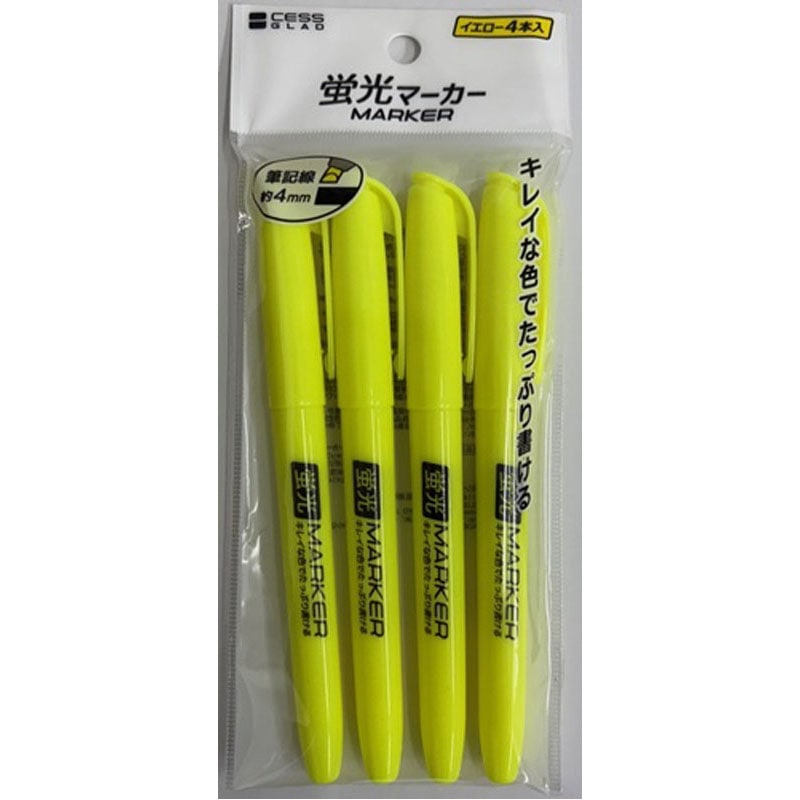 蛍光マーカー 4P イエロー【公式】≪1個からお届け≫Can☆Doネット