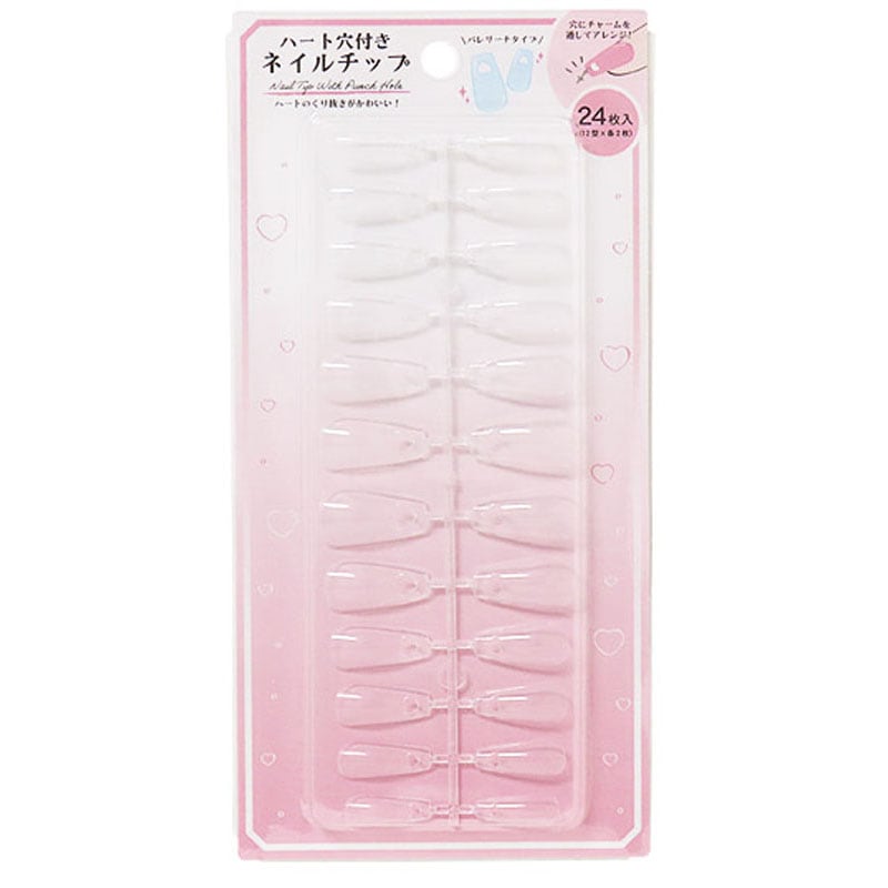 ハート穴付きネイルチップ 24枚