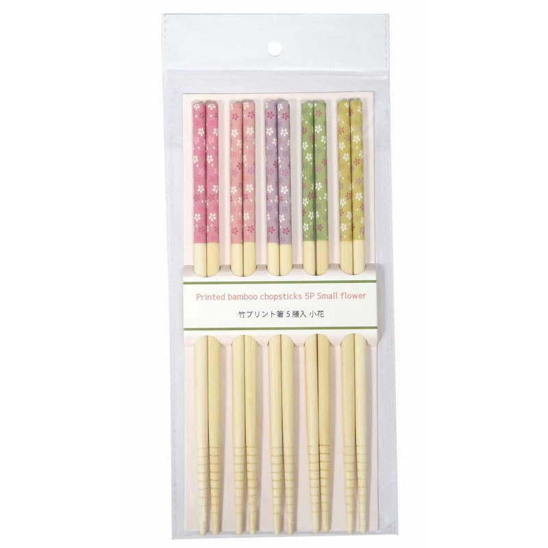 竹プリント箸 5P 小花