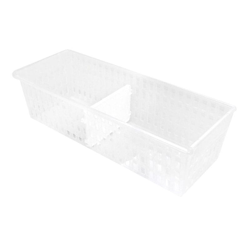 ロングバスケット　ワイド　仕切り１枚　ホワイト