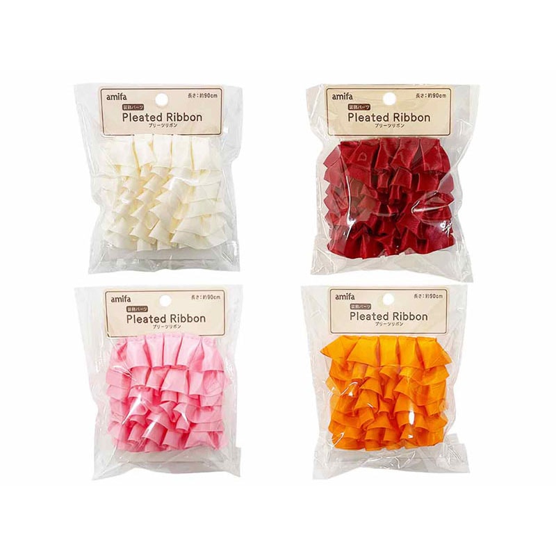 プリーツリボン　ウォームカラー　