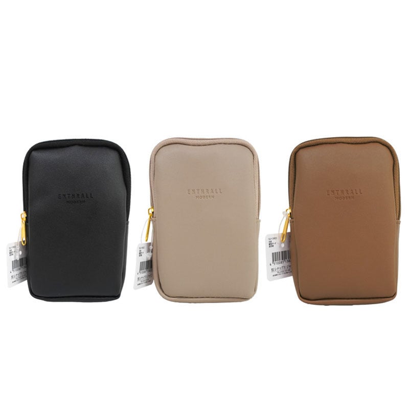 合皮　縦型ポーチ　英字柄