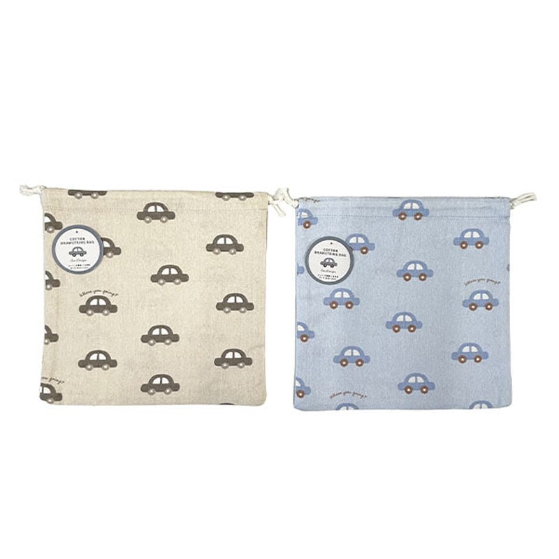 コットン巾着袋　くるま柄