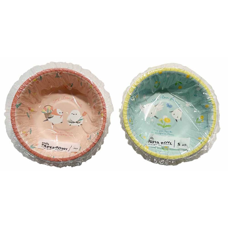 ペーパーボウル　５Ｐ　フラワーシマエナガ