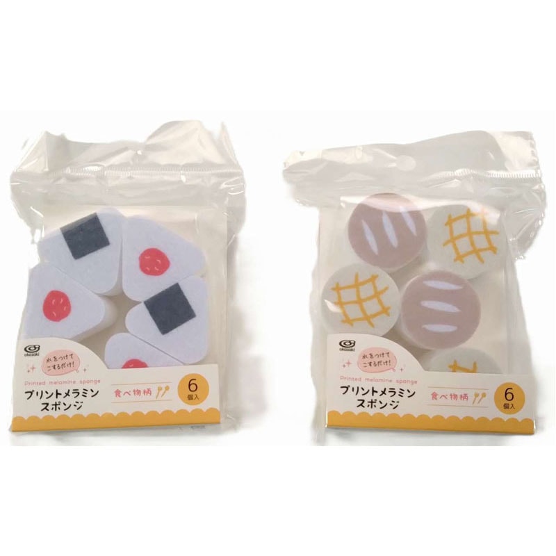 プリントメラミンスポンジ　６Ｐ　食べ物柄