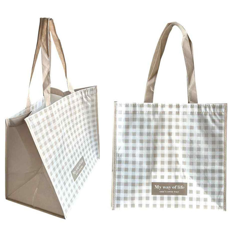 面ファスナー付　マチ広トート　ギンガム