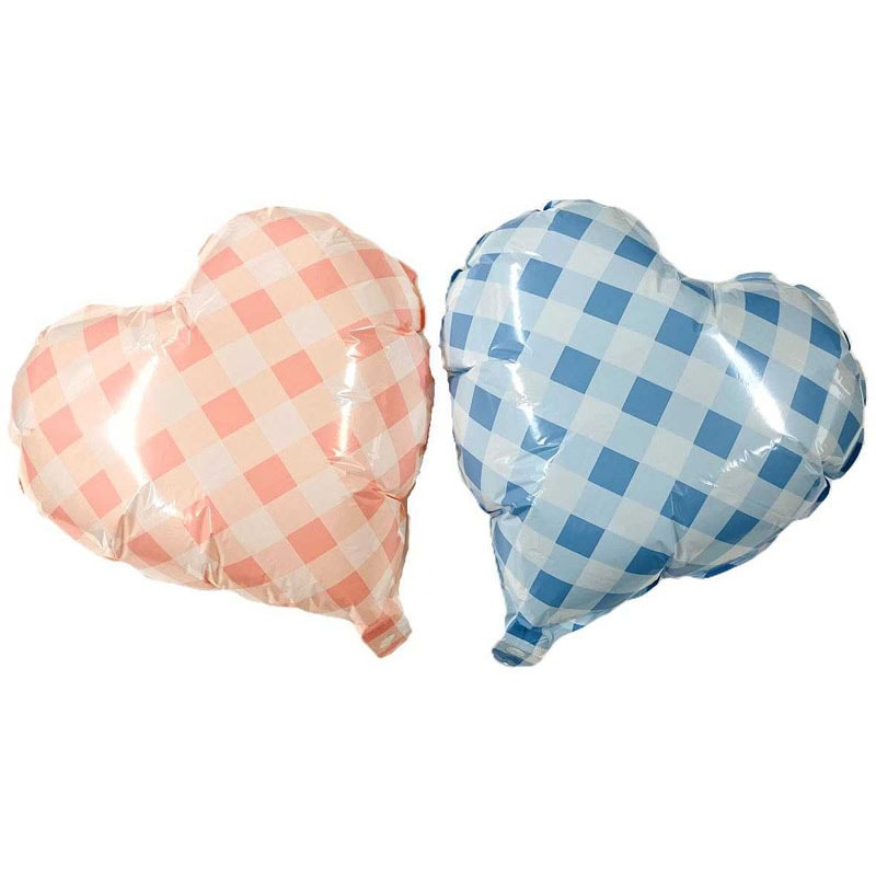 チェック柄ハートバルーン 1P