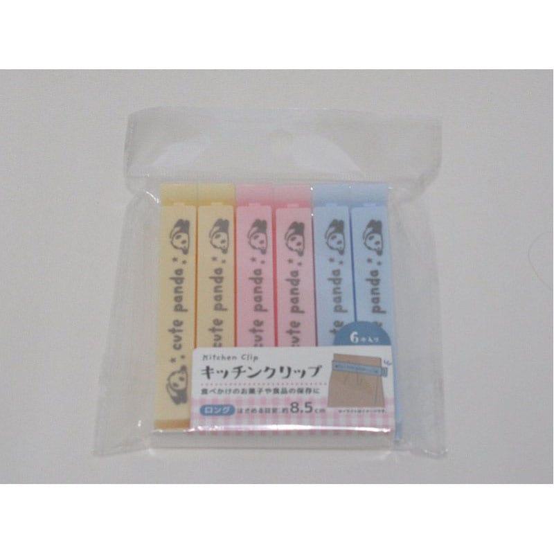 キッチンクリップ ロング 6P パンダ柄