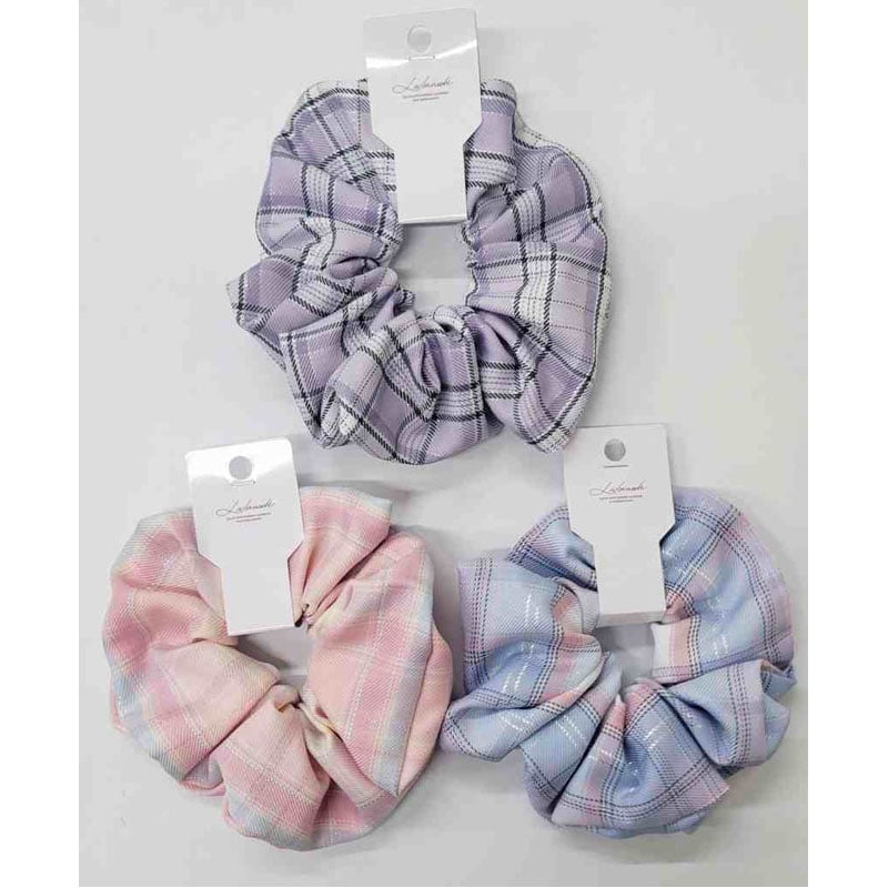 ラメライン入チェック柄シュシュ【公式】≪1個からお届け≫Can☆Do