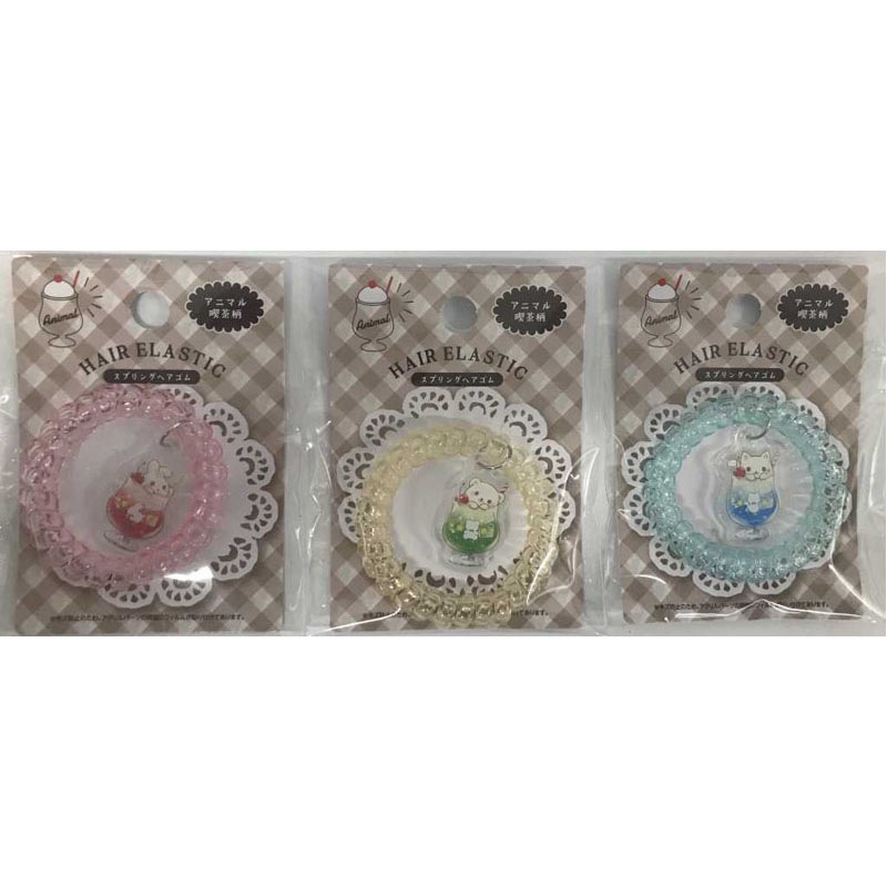 スプリングヘアゴム　アニマル喫茶柄