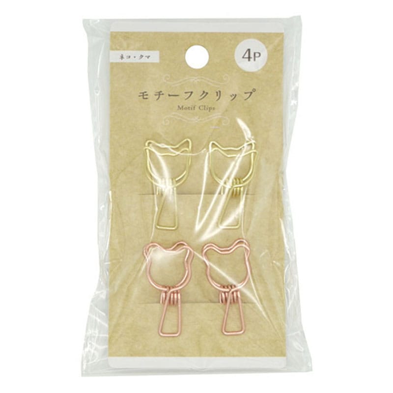 モチーフクリップ（ネコ・クマ）　４Ｐ