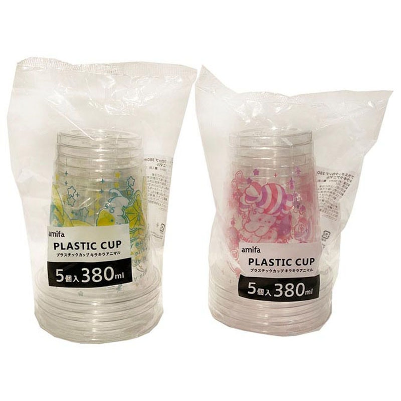 プラスチックカップ　３８０ｍｌ　５Ｐ　アニマル