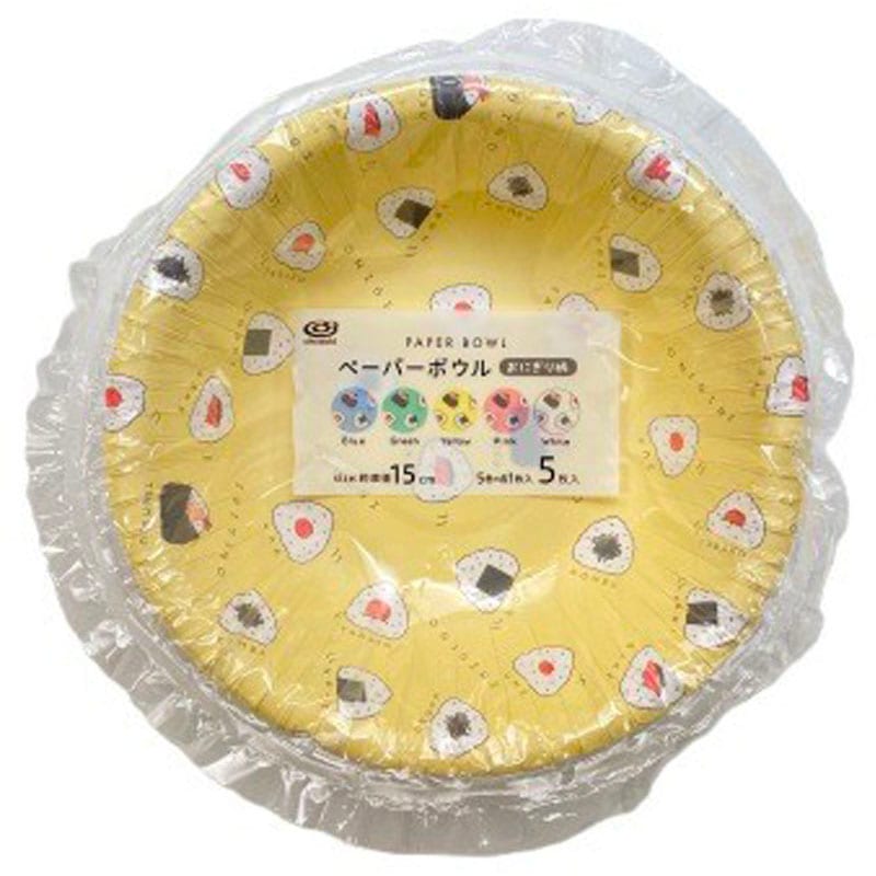 ペーパーボウル 15cm 5P おにぎり柄